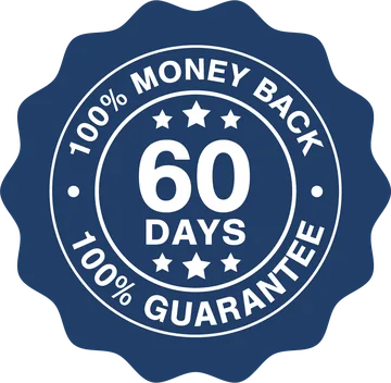 60-day 100% money back guarantee badge